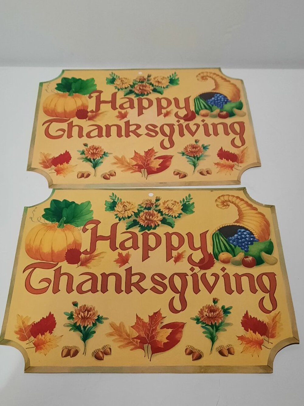 Vintage Eureka USA Happy Thanksgiving Die Cut Decorations Lot of 2 Fall Decor